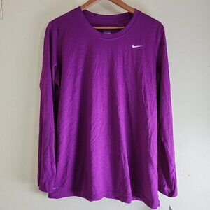 NWT Nike Dri-Fit Women's Purple Workout Long Sleeve Crew Neck T-Shirt, Size XL